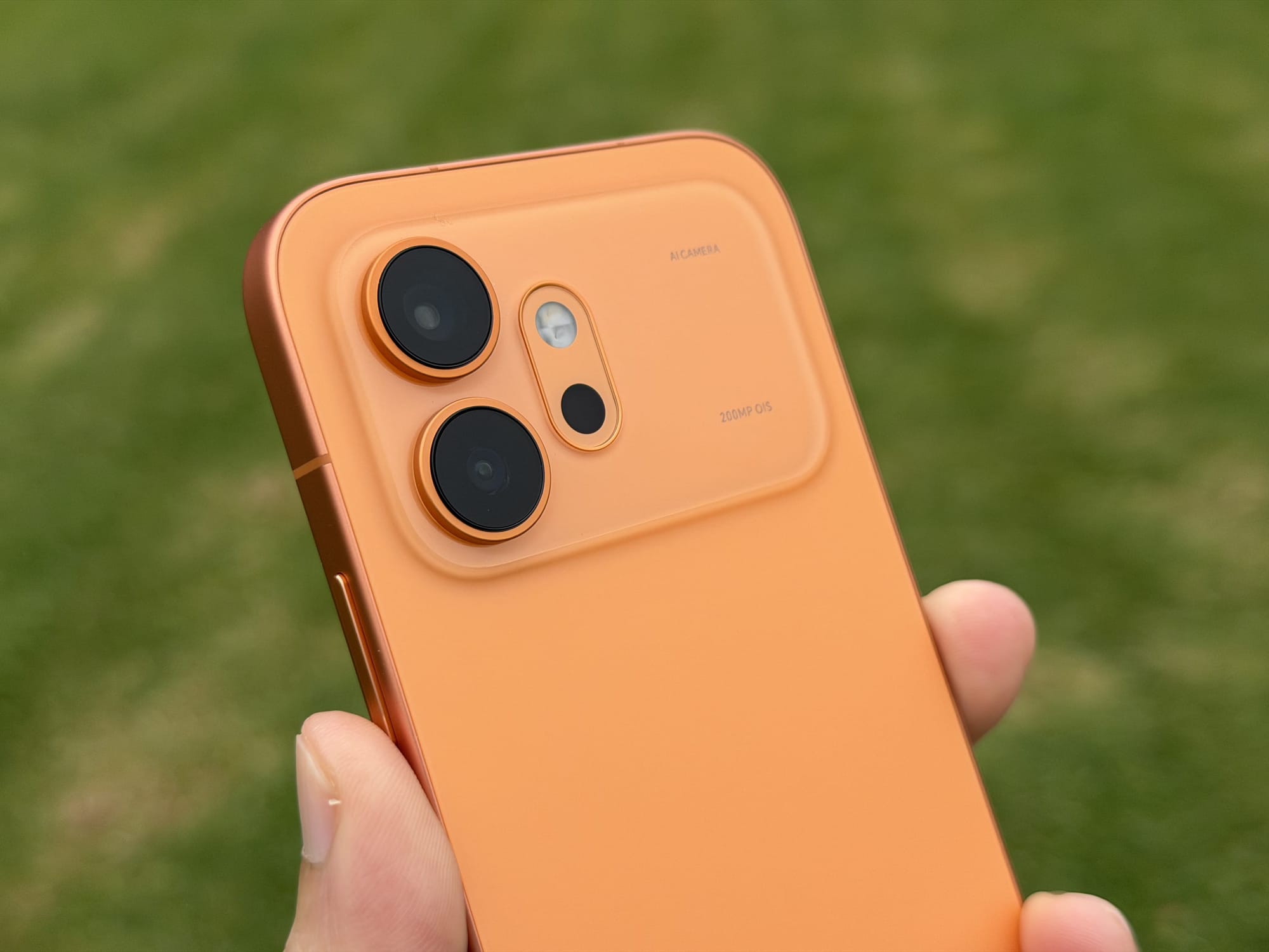 Angled close-up of the Honor 600 camera module showing two lenses, flash, and the colour temperature sensor