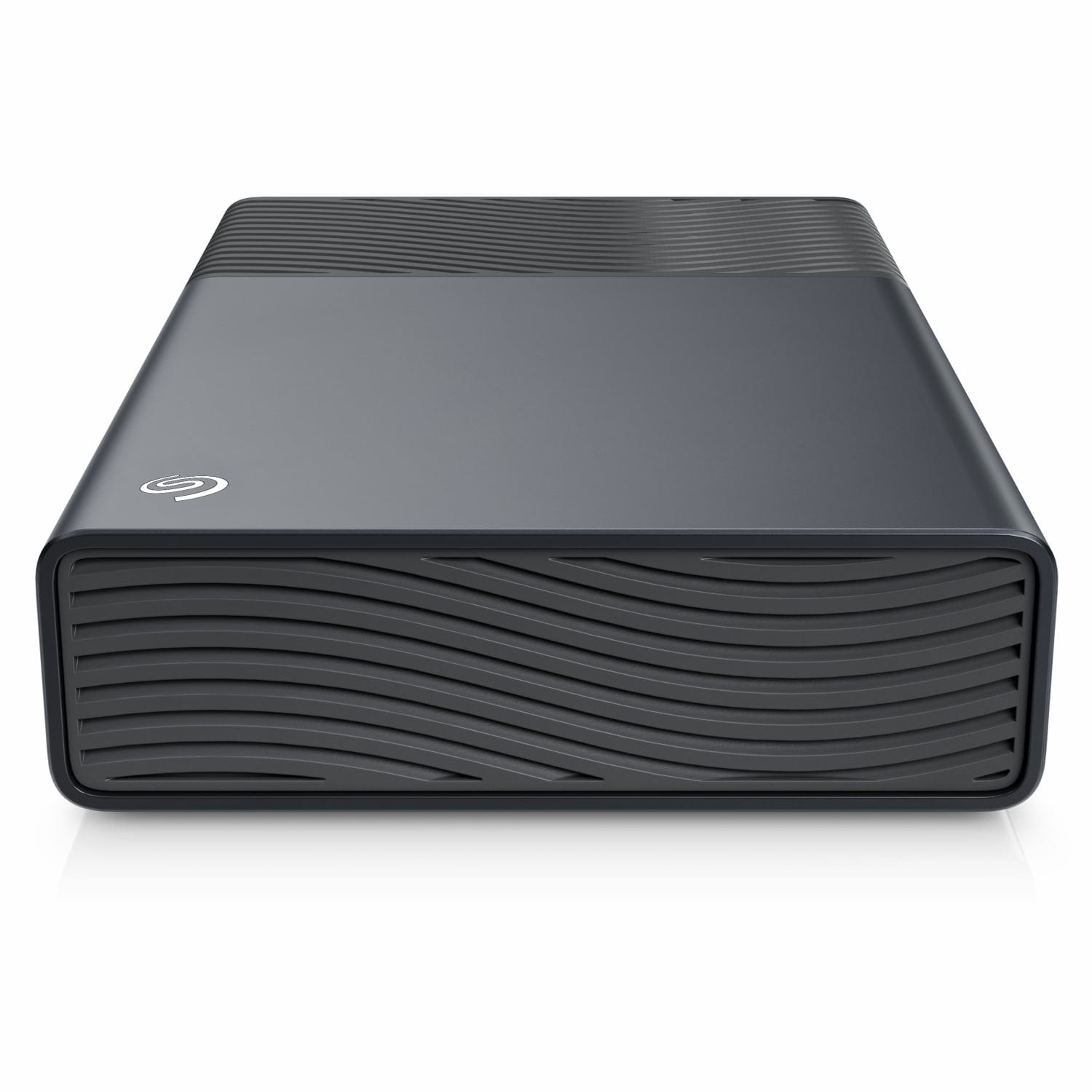 Seagate OneTouch Desktop drive with a sleek front design and wave pattern.