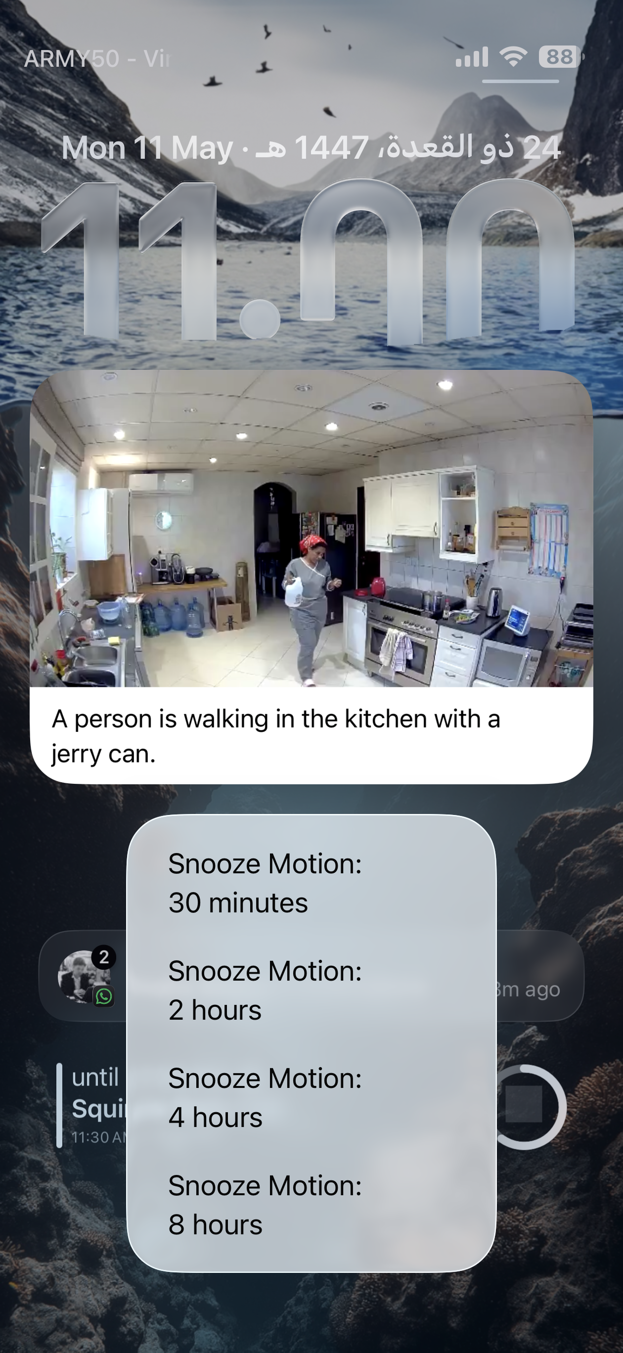 Night view from the Ring Doorbell Pro, highlighting the illuminated street and parked cars.