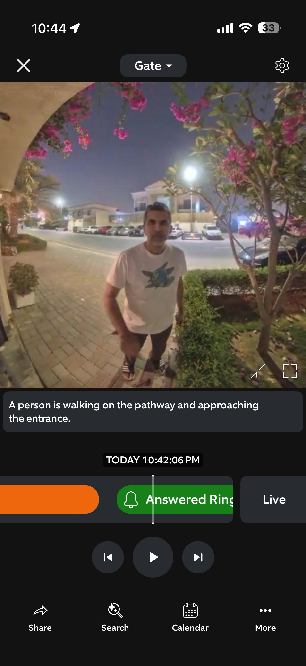 Live view from the Ring Doorbell Pro during daylight, showing a clear view of the street.