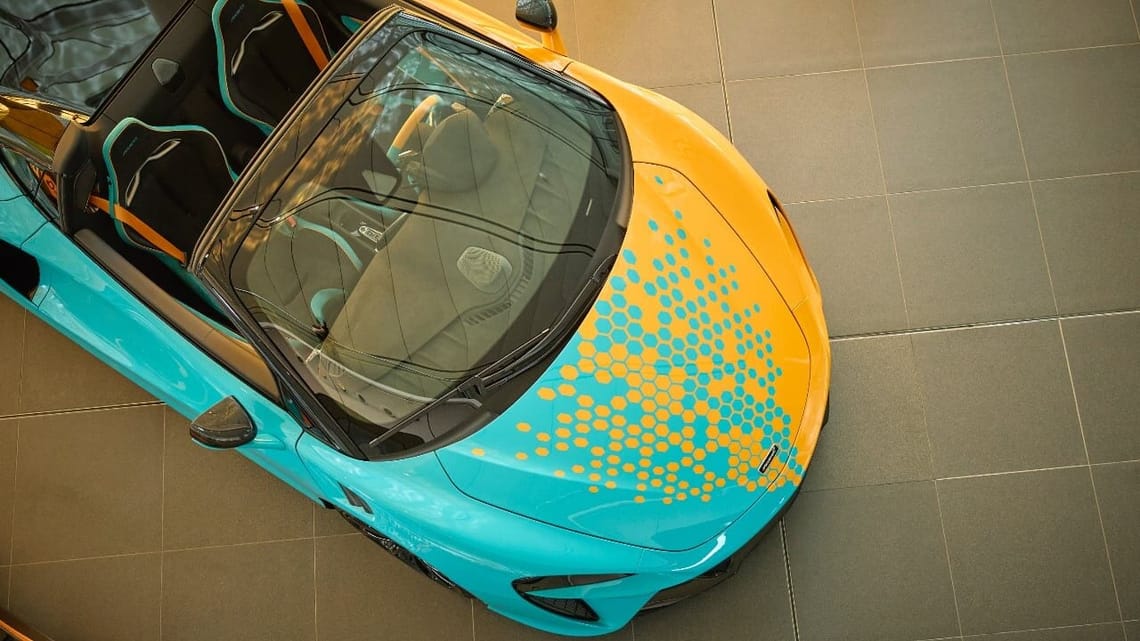 McLaren painted a hexagon fever dream on an Artura Spider to a client in Dubai