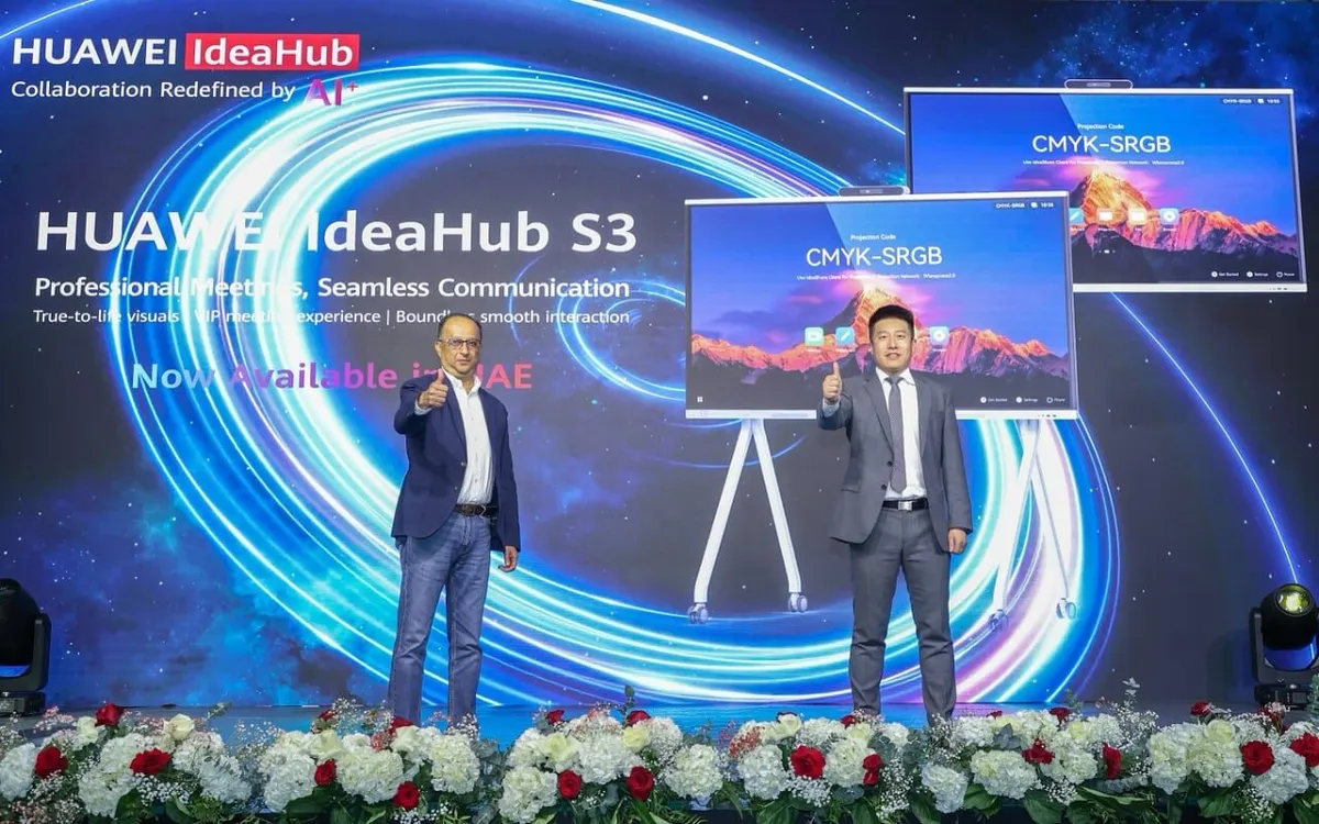 Huawei IdeaHub S3, AI conference whiteboard, UAE tech launch, Huawei Eros Group, smart meeting tools