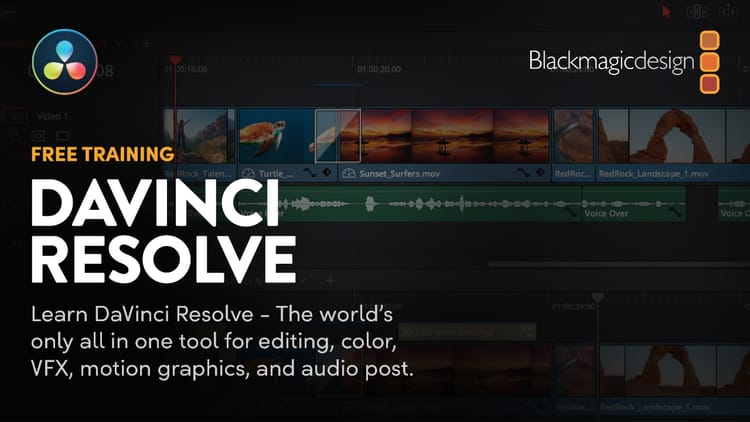 Learn DaVinci Resolve for free: 8 expert sessions covering editing to color grading