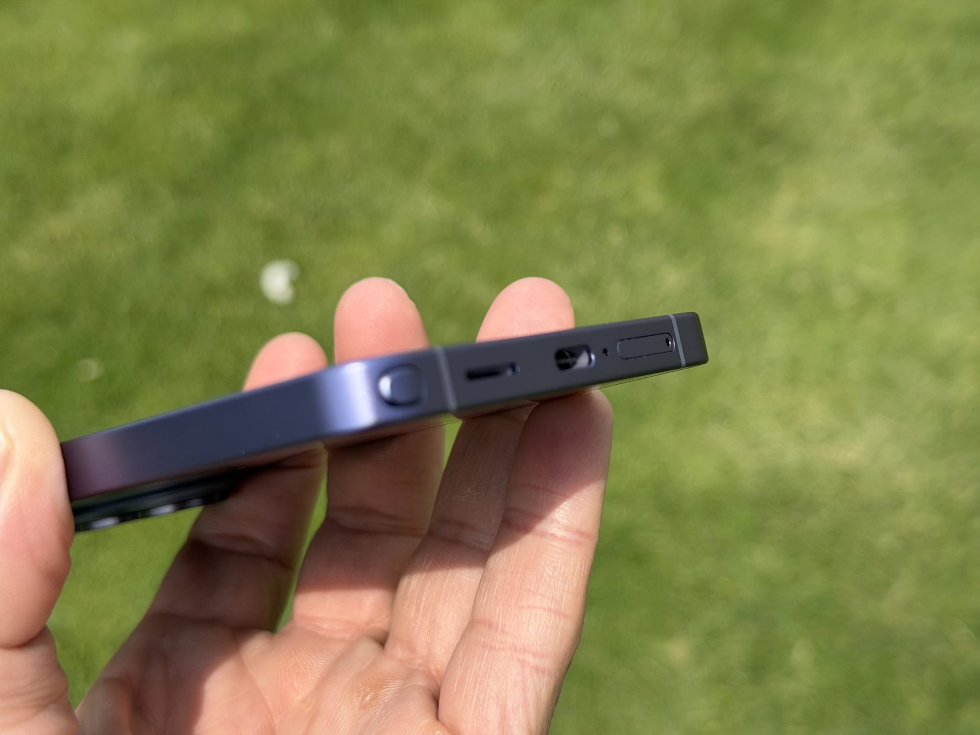 Bottom view of Samsung S26 Ultra, showing charging port and SIM tray.