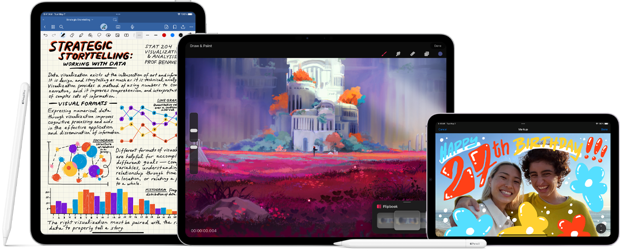 Apple Pencil Pro and Apple Pencil USB-C with iPad devices