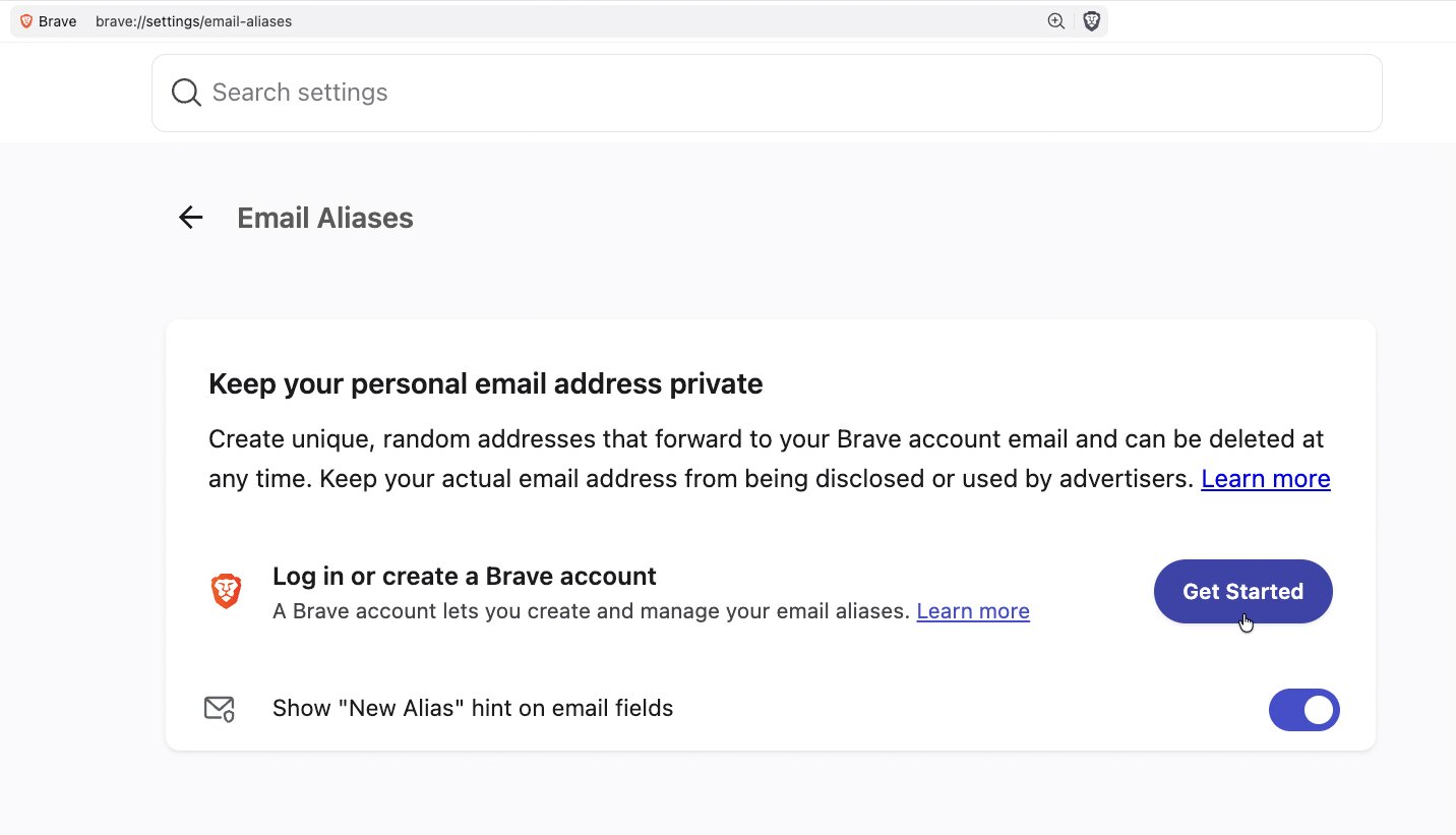 Brave Email Aliases: hide your real address from websites