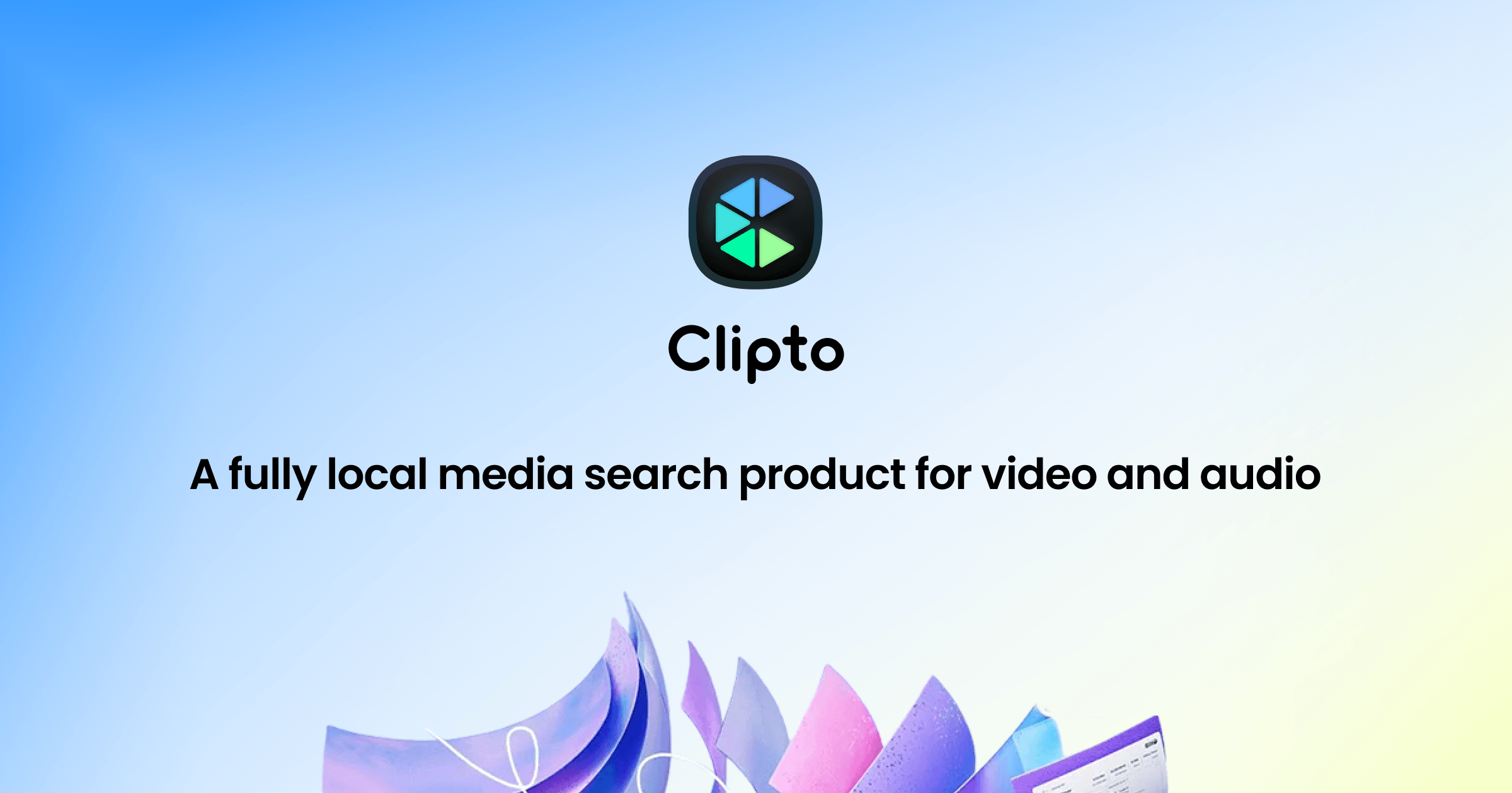 Clipto AI local media search platform official promotional graphic