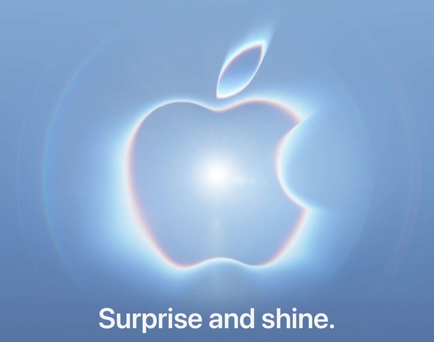 Apple event 2026 invite with iridescent Apple logo and Surprise and shine tagline