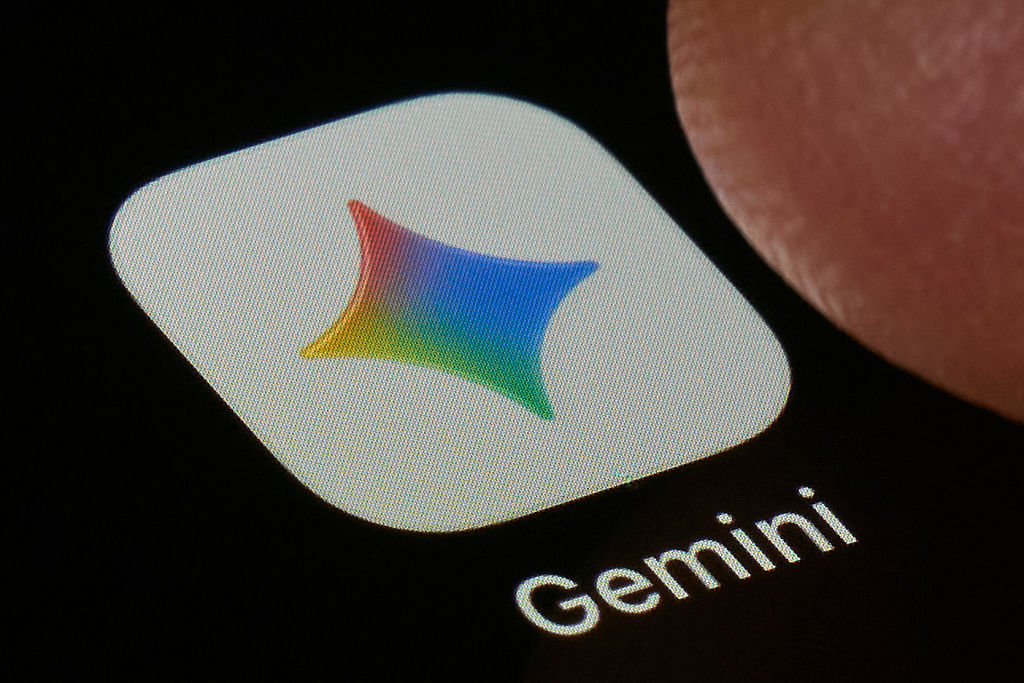 Close-up of the Google Gemini app icon on a smartphone screen