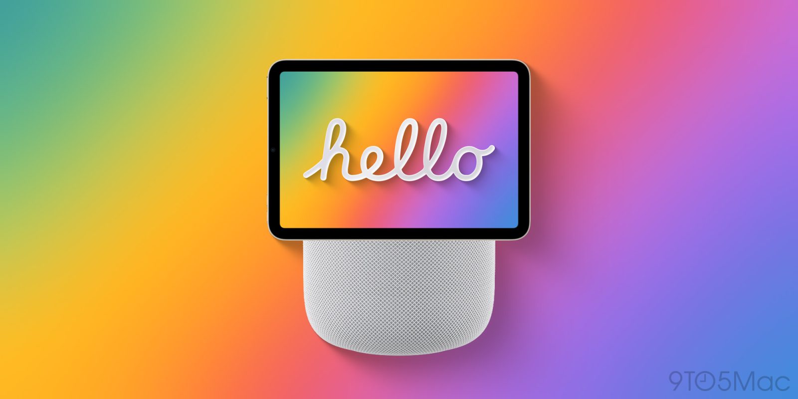 Apple HomePad concept render with a rainbow display on a HomePod-style speaker base