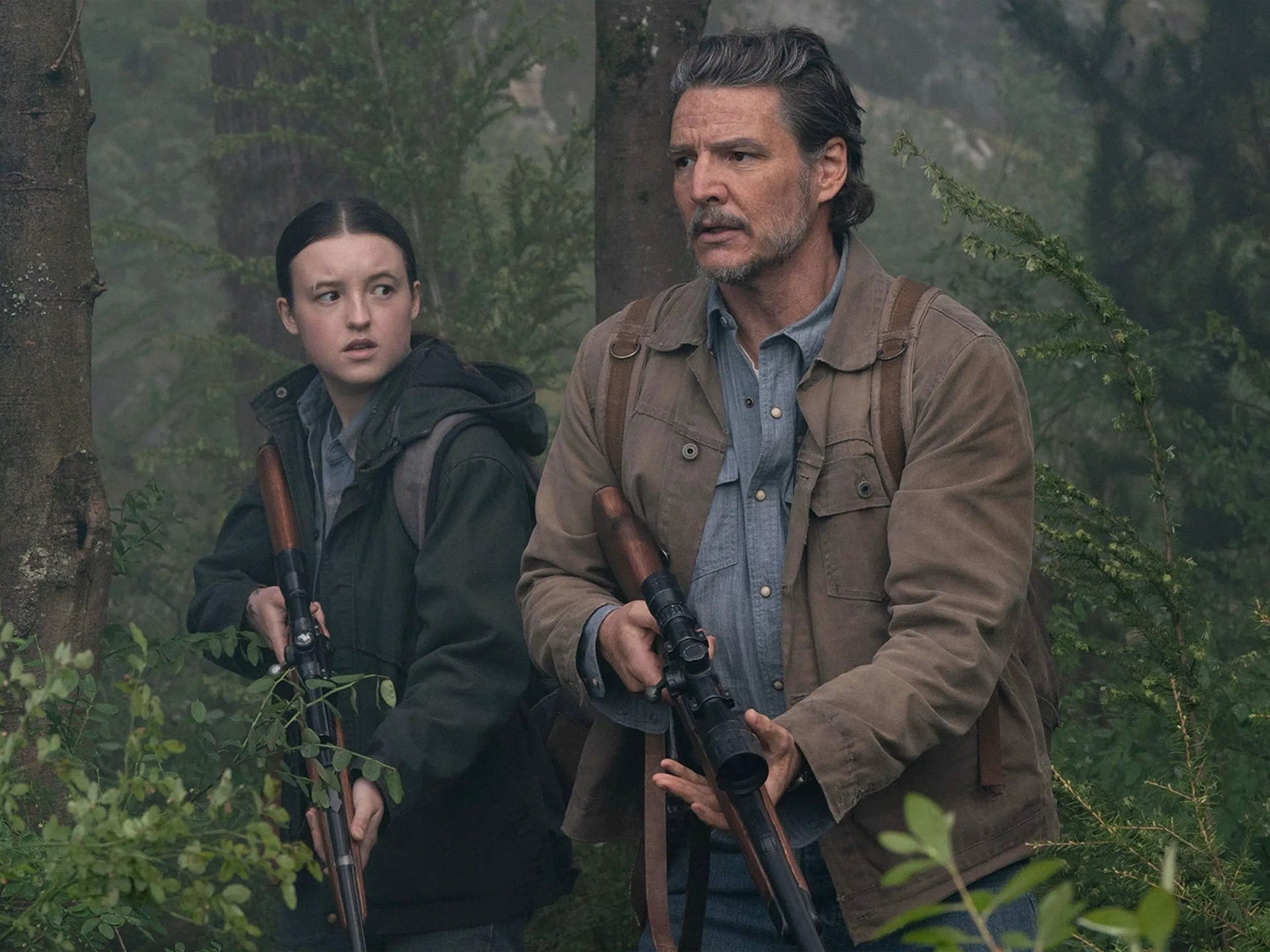 Joel and Ellie walking together in HBO's The Last of Us series