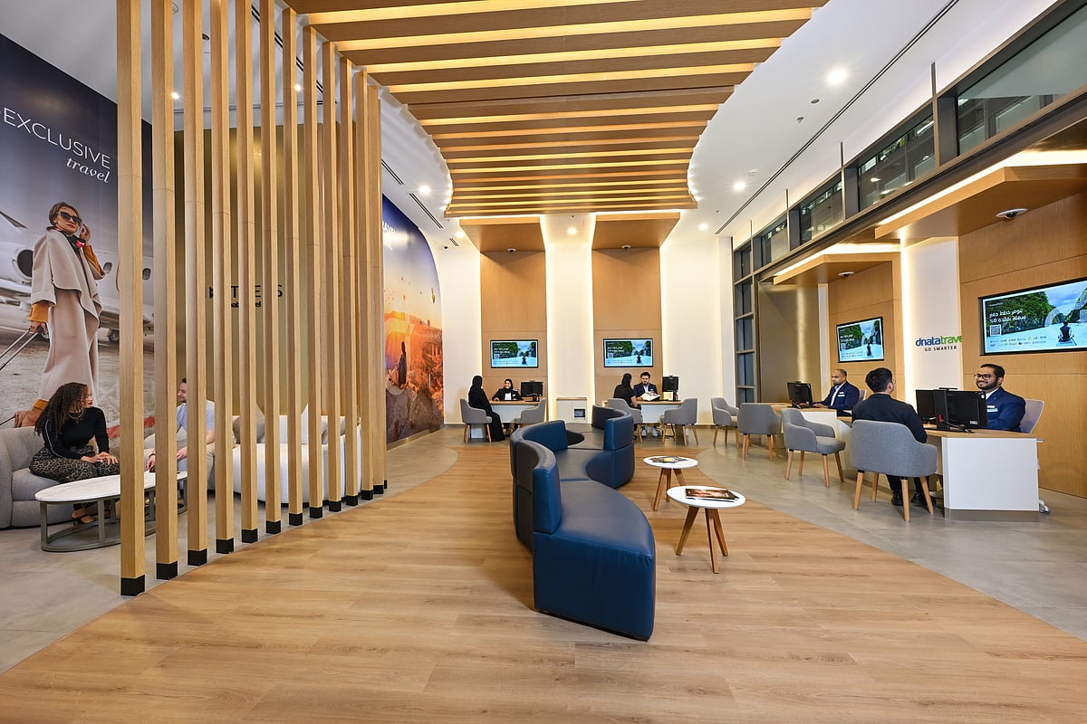 dnata Travel One Central store interior with travel consultants and private seating