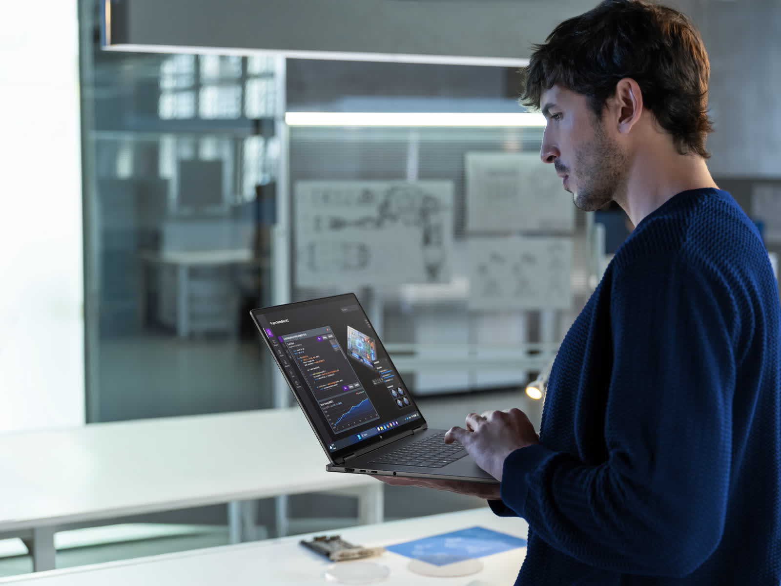 HP OmniBook RTX Spark laptop shown in an official HP workspace image