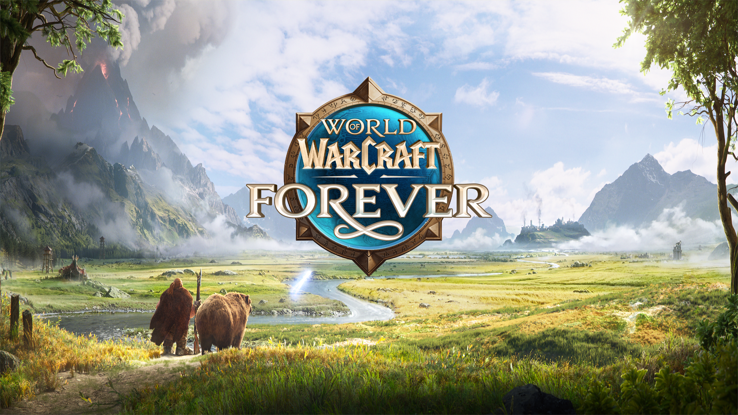 World of Warcraft Forever logo over a fantasy landscape