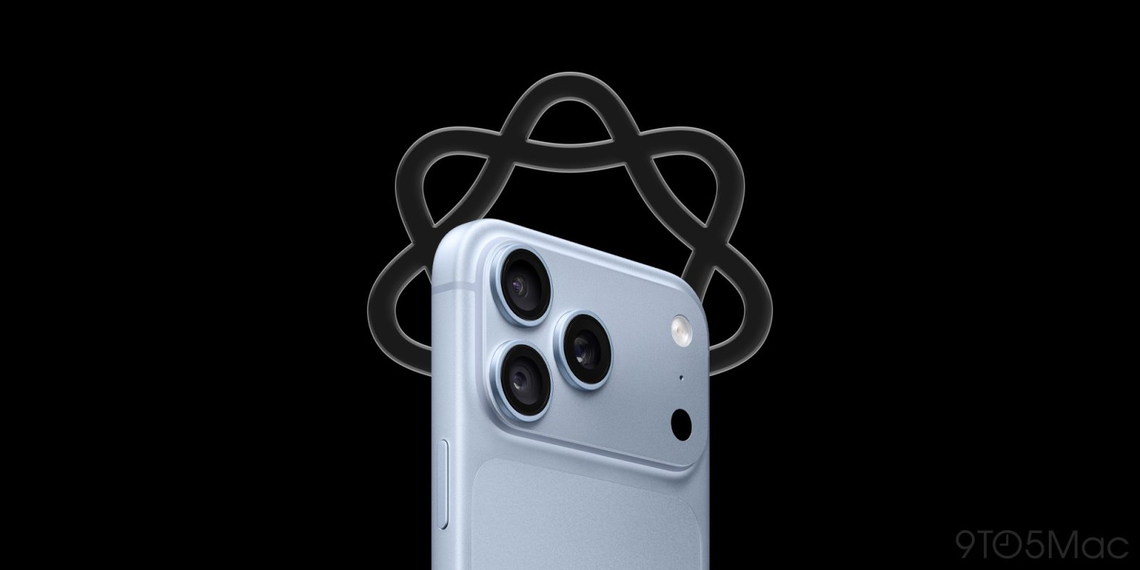 Apple Intelligence logo over an iPhone camera module