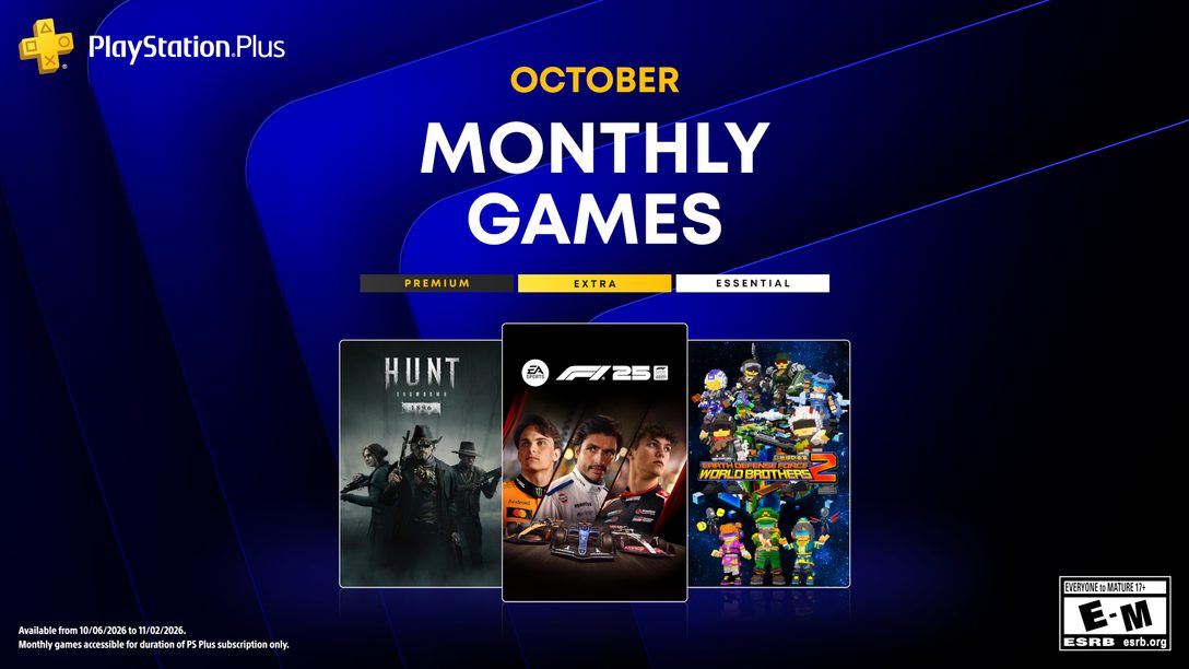PS Plus October 2026 games include F1 25, Hunt and EDF