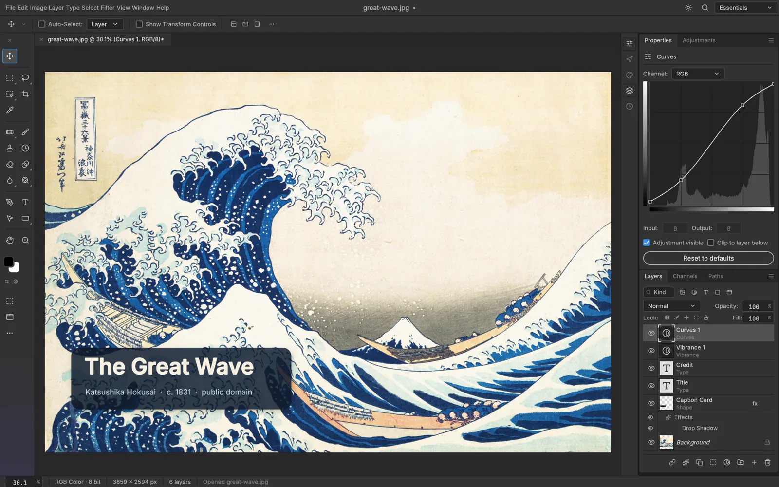 ArtCraft's PhotoCraft app editing an image in a Photoshop-style interface