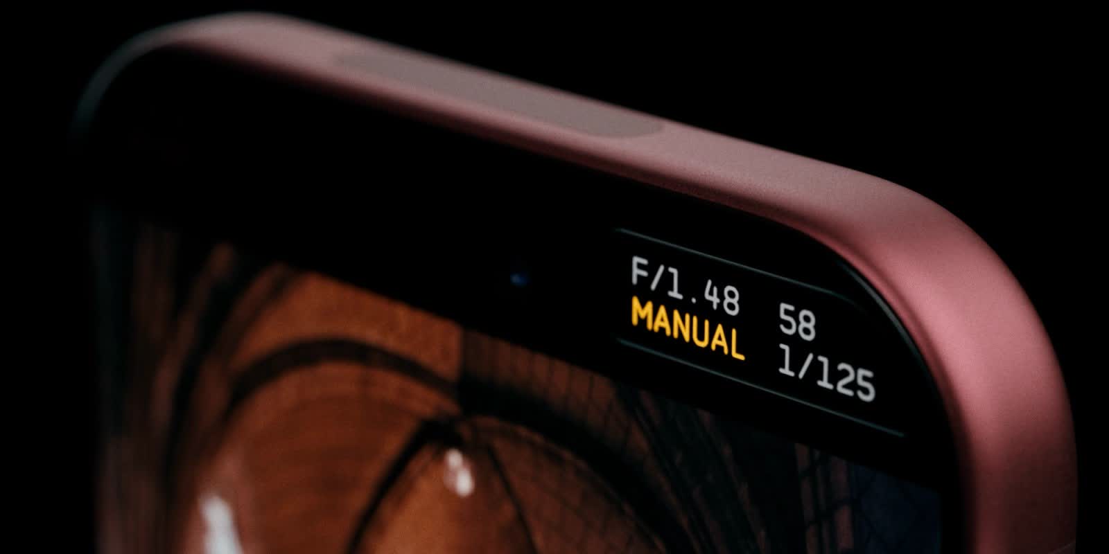 Halide camera controls show aperture ISO and shutter speed on a phone display