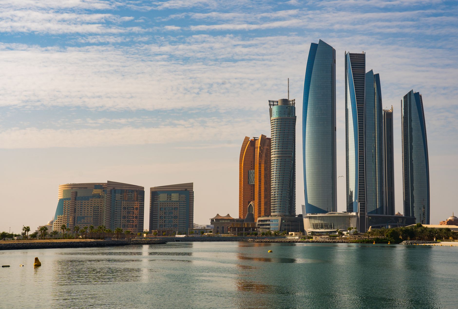 the skyline of abu dhabi united arab emirates