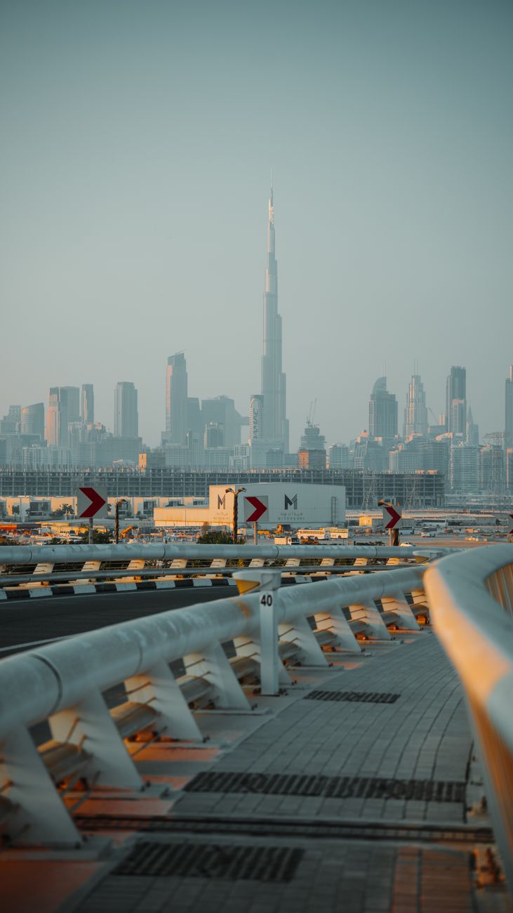 majestic view of burj khalifa from dubai road