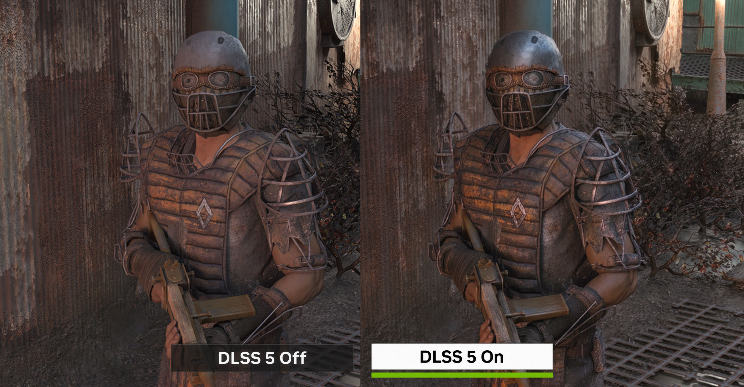 DLSS 5 comparison in the Fallout 4 RTX Remix project