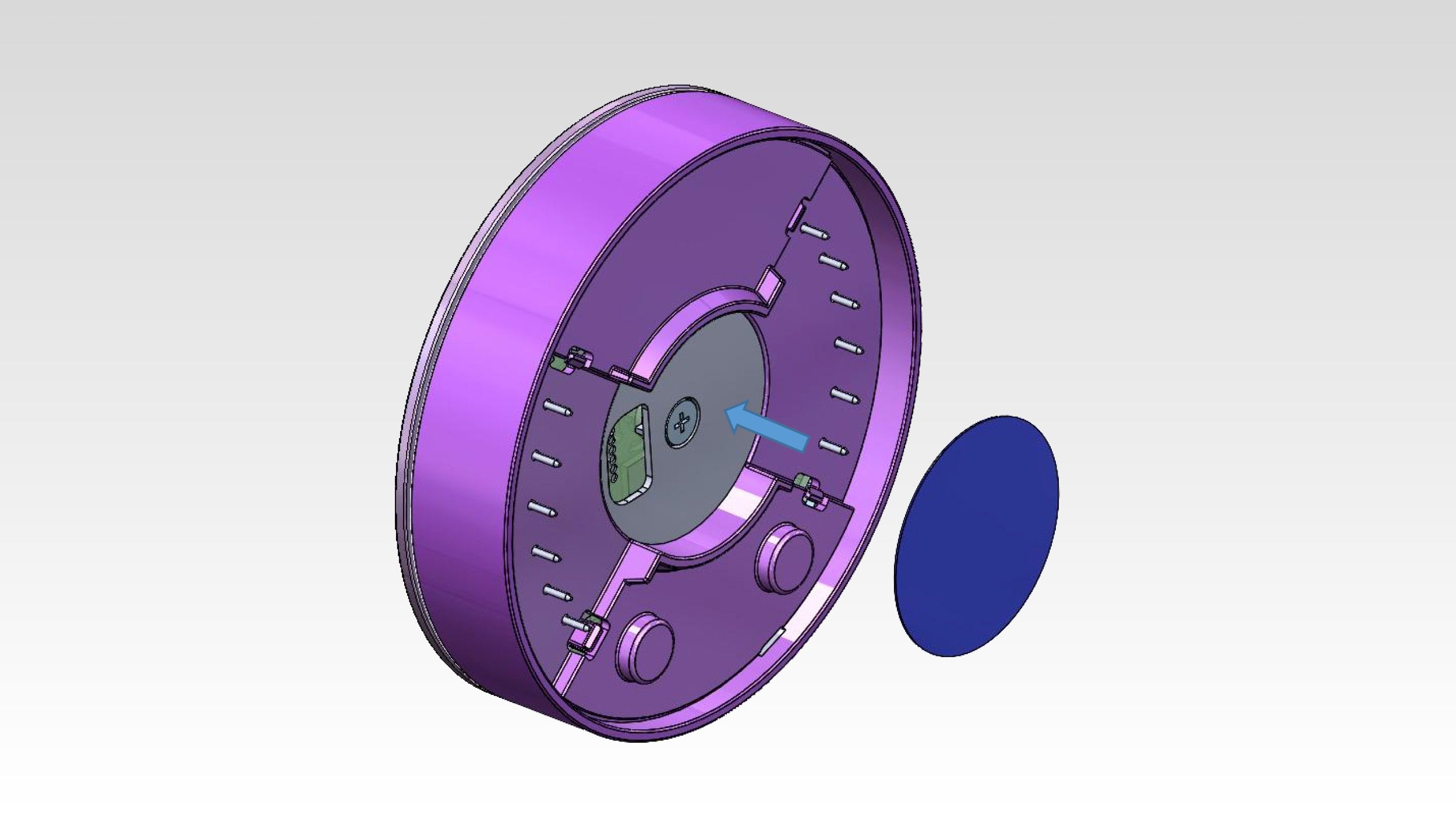 FCC filing rendering of the back of the LG Smart Thermostat with its mounting plate