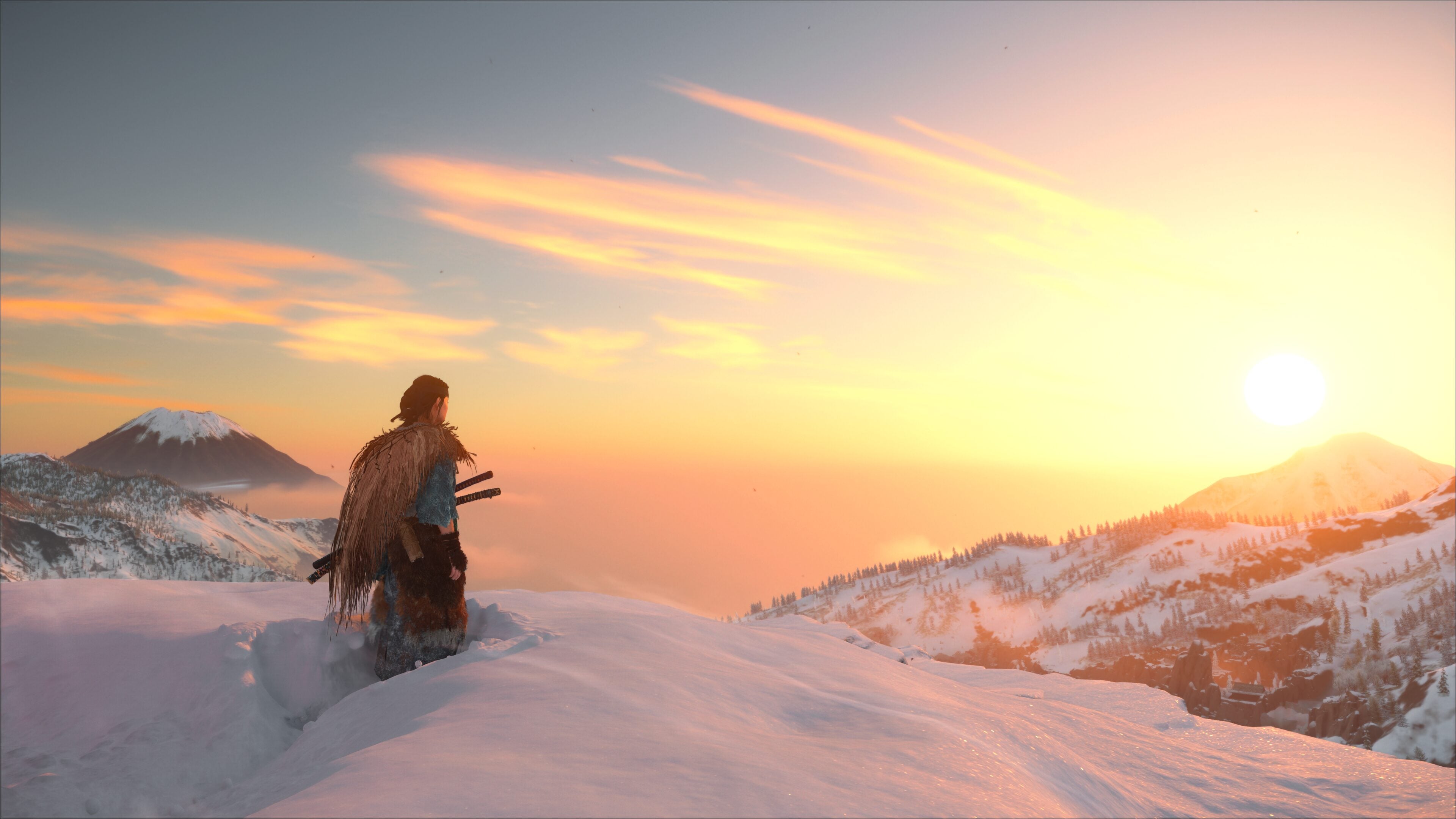Atsu, the protagonist of Ghost of Yotei, in key art from the game