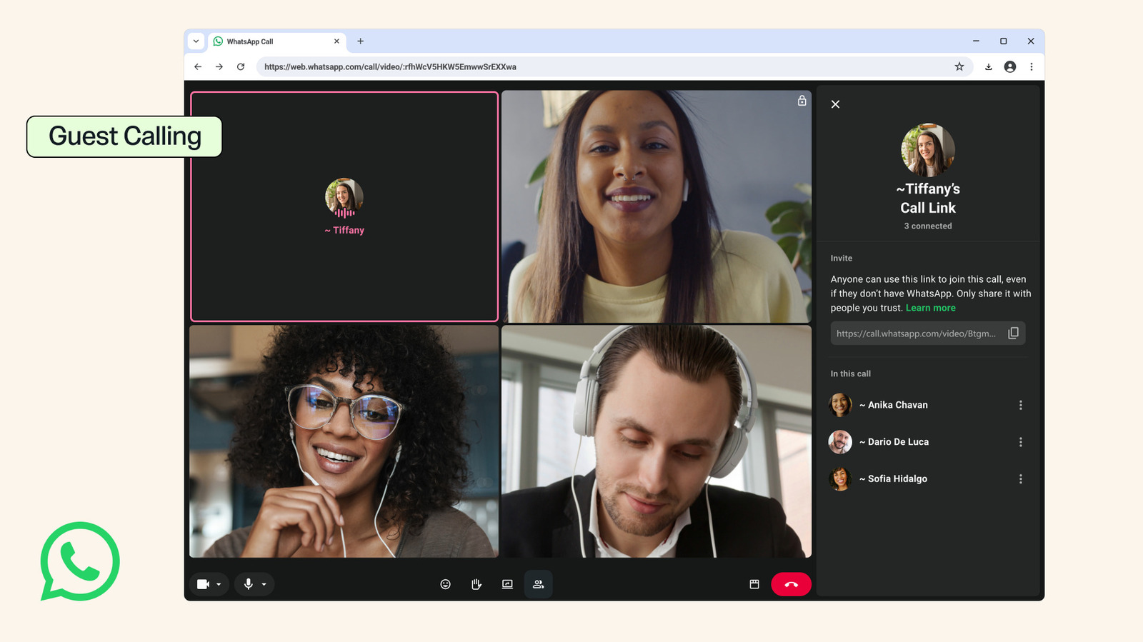 WhatsApp guest calling feature illustration